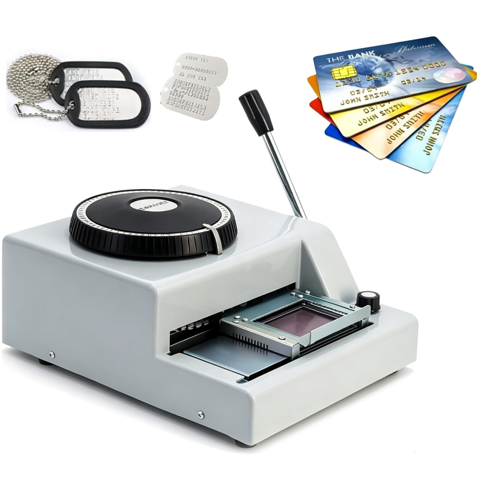 ZyKnaurral 72 Characters Manual Embossing Machine,Dog Tag Coding Embosser Machine,Precise Positioning,Adjustable Character Spacing and Depth,with 30 Aluminum Dog Tag