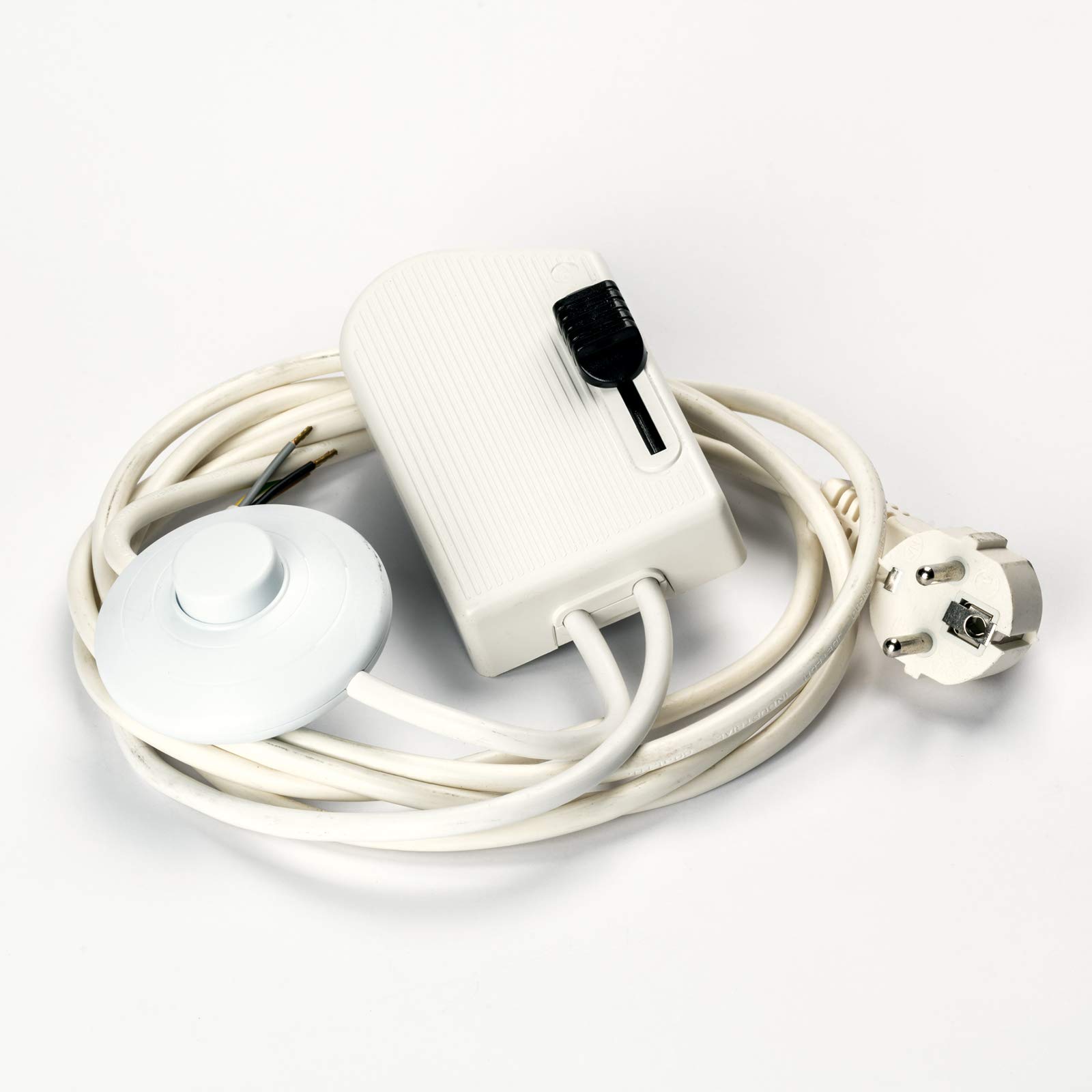 Goobay - Cable de alimentación con enchufe Schuko (2,5 m, con interruptor de cuerda, 60-500 W, 230 V), Blanco