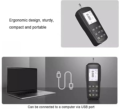 Surface Roughness Tester, Portable Digital Profile Meter, with Real-time Clock, 20 Testing Parameters, Ra Range 0.005 to 16um, Data Storage Function, for Workshop, Lab