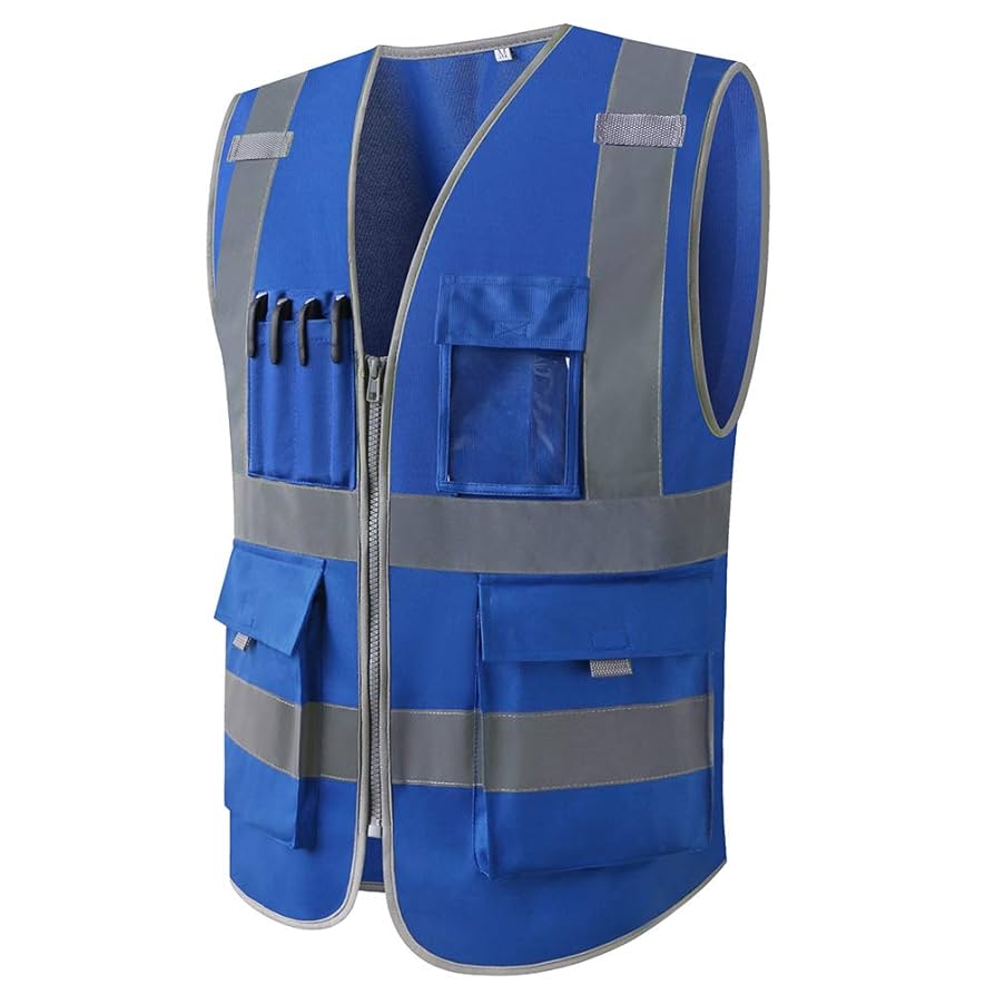 BLUCO Utility Vest”Reflector” Pioneer Blue Polyester High Visibility (Ansi Compliant