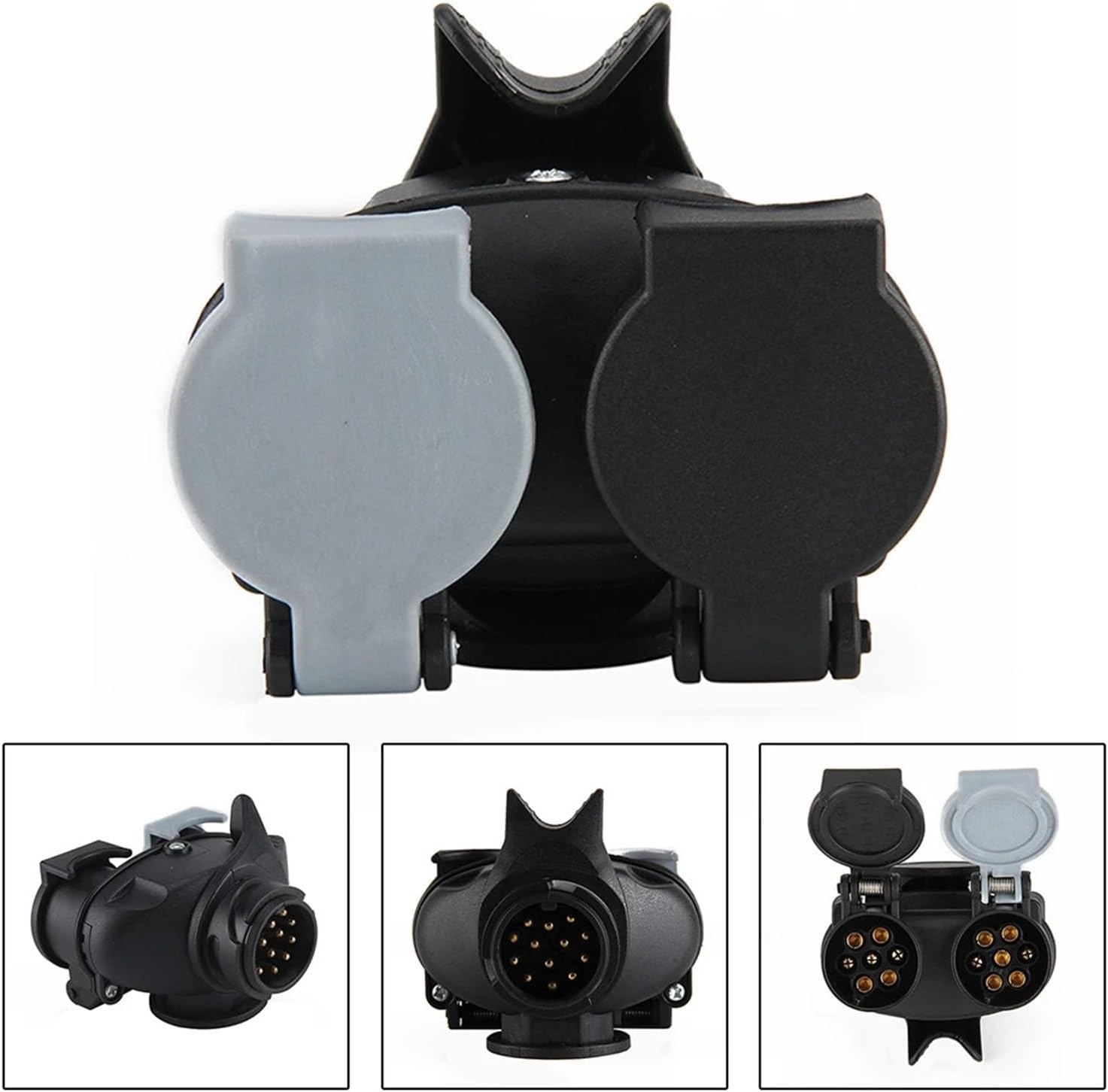 Trailer Hitch, Towing Bar Adapter 13 Pin (car) to Twin 7 Pin N&S Type Socket (Trailer/Caravan) Towing Bar Adapter