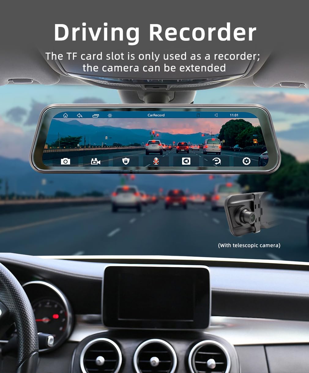 Touch screen da 9,36 pollici specchietto retrovisore auto stereo videoregistratore Dash Cam/Wireless CarPlay Android Auto Multimedia Player/Bluetooth compatibile MP5/Mirrolink/Trasmettitore FM/BT