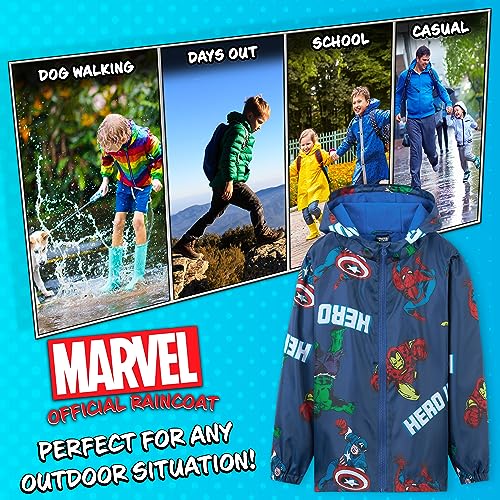 Marvel Boys Waterproof Jacket Avengers Spiderman Hooded Jacket Fleece Lining Raincoat for Boys Teenagers 4-14 Years4