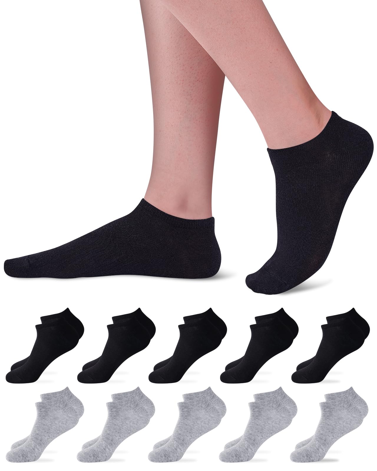 Niorasen Sneaker Socken Herren Damen, 10/20 Paar Baumwolle Sneakersocken | 80% Baumwolle, OEKO-TEX 100, Leicht und Atmungsaktiv; Langlebig, Robust Hochwertige Baumwollsocken; Elastischer Bund