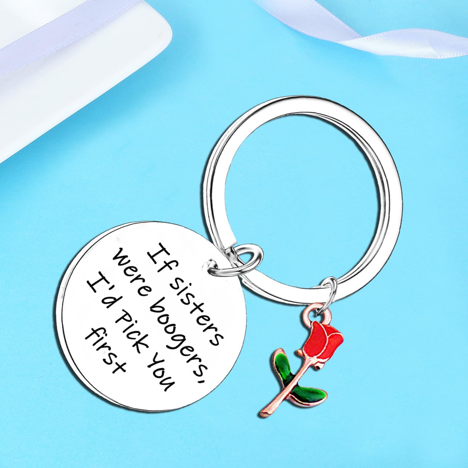 Nimteve Funny Sister Gifts Sister Keychain Sister Birthday Gift Ideas Christmas Valentines Gifts for Sister from Sisters Brothers If Sisters Were Boogers Keychain Sister Jewelry - Image 3