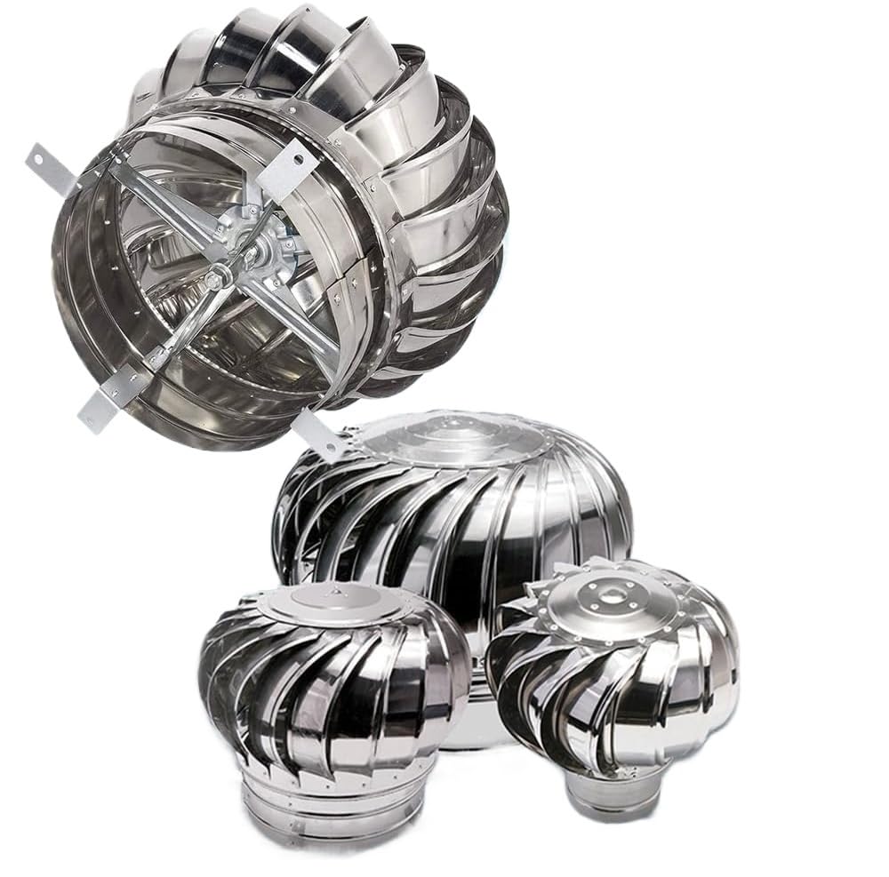 Cgjdfjhe One Color Unpowered Wind Cap, Steel Turbine Ventilator Roof Wind Turbines Cap Vent, Round Rotating Vents, Air Outlet For House Factory(160Mm/3Inch)