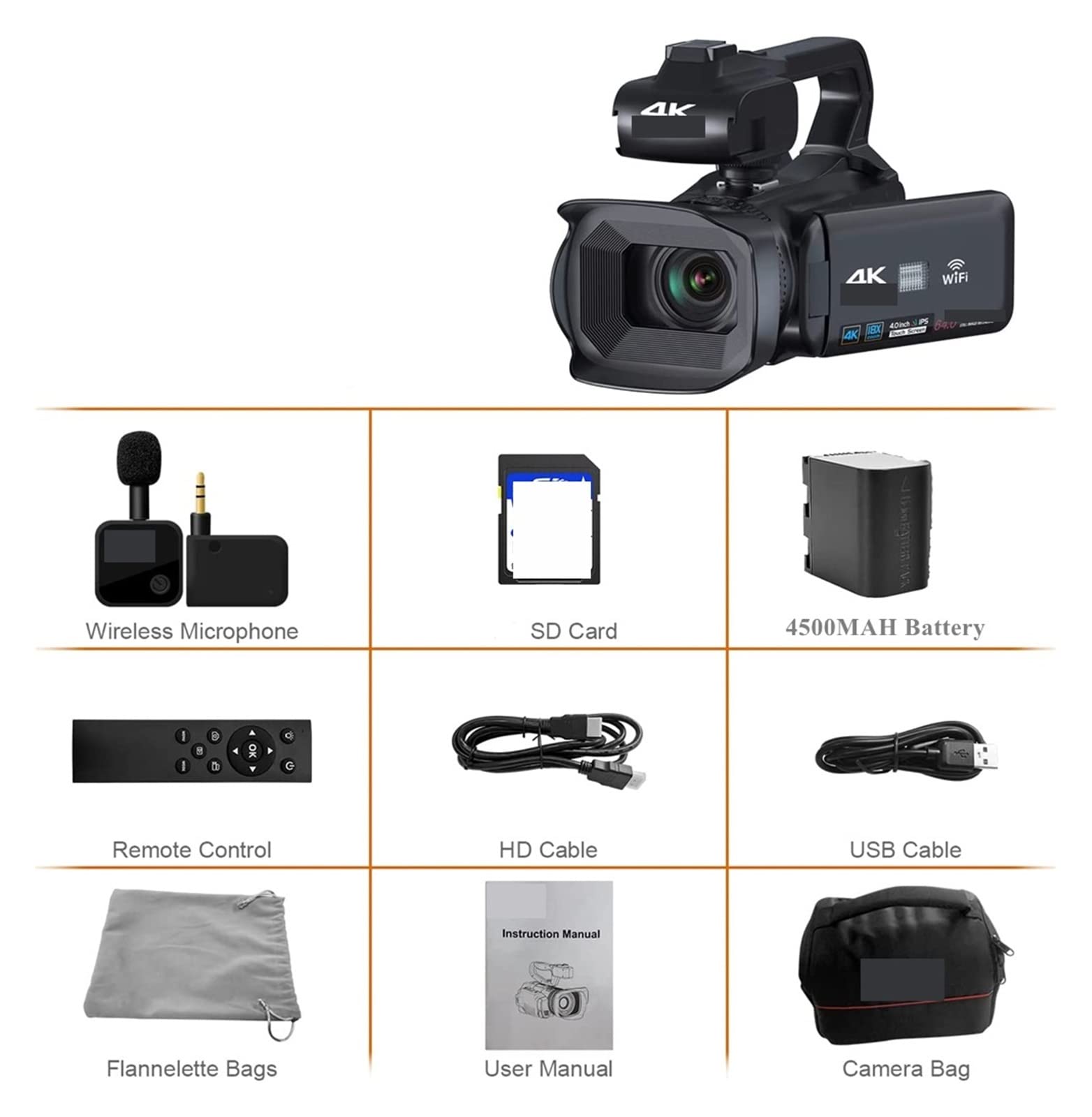 Videocamera 4K Live Stream Videocamera professionale Fotografia da 64 MP Fotocamera digitale Ruota Touch Screen Vlog Recorder Regalo per principianti(32G SD Card,With MIC Light)