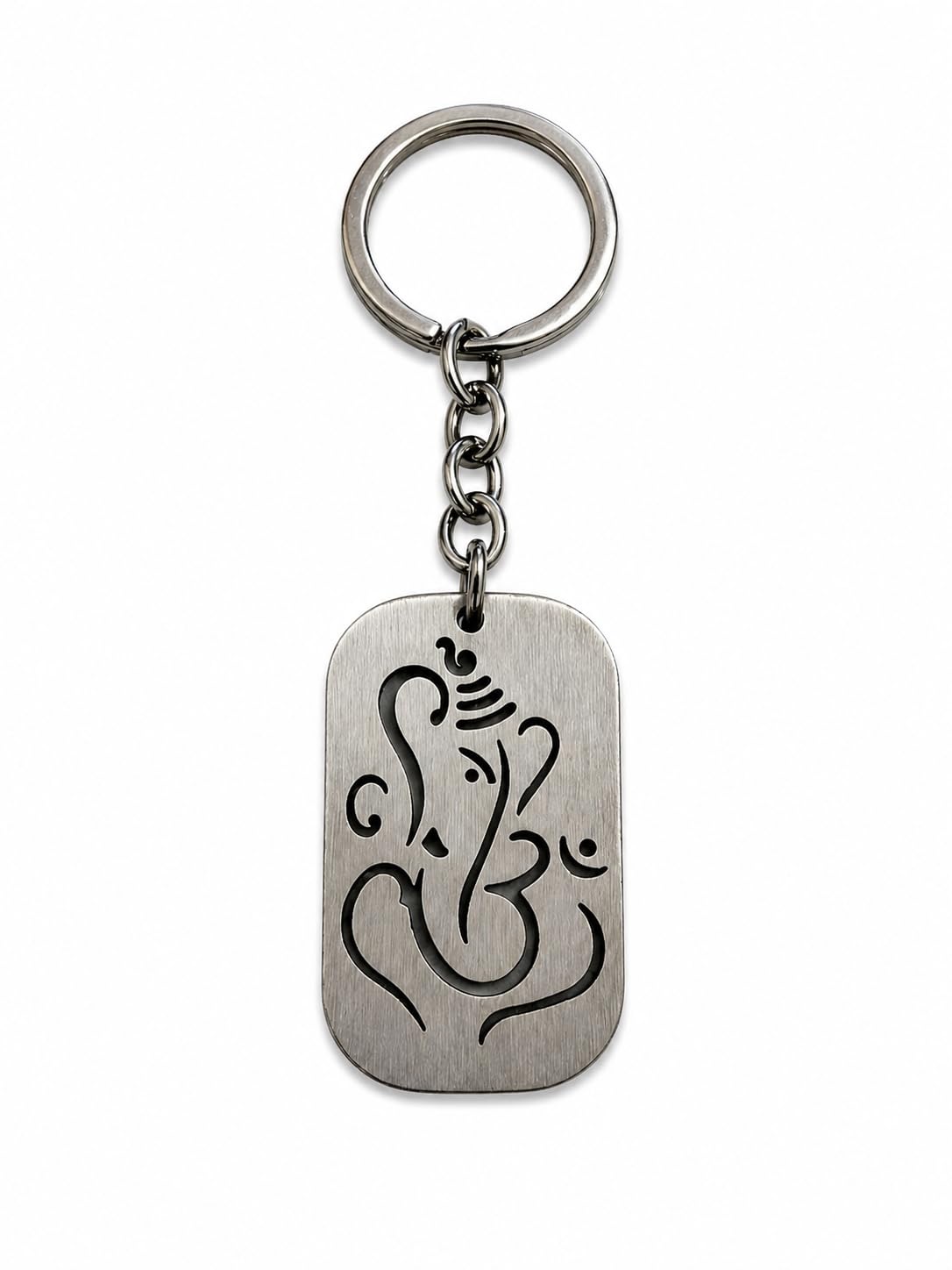 Ganesh Ganesha Vinayaka Vinayagar Stainless Steel Keychain, Grey Silver, 1 MM Thick key chain for Car Bike Locker men Women-image-1
