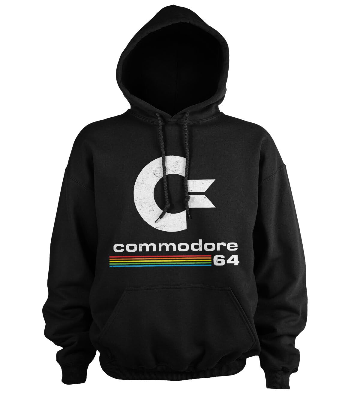 Commodore 64 Officiellement sous Licence Washed Logo Sweatshirt à Capuche (Noir), X-Large