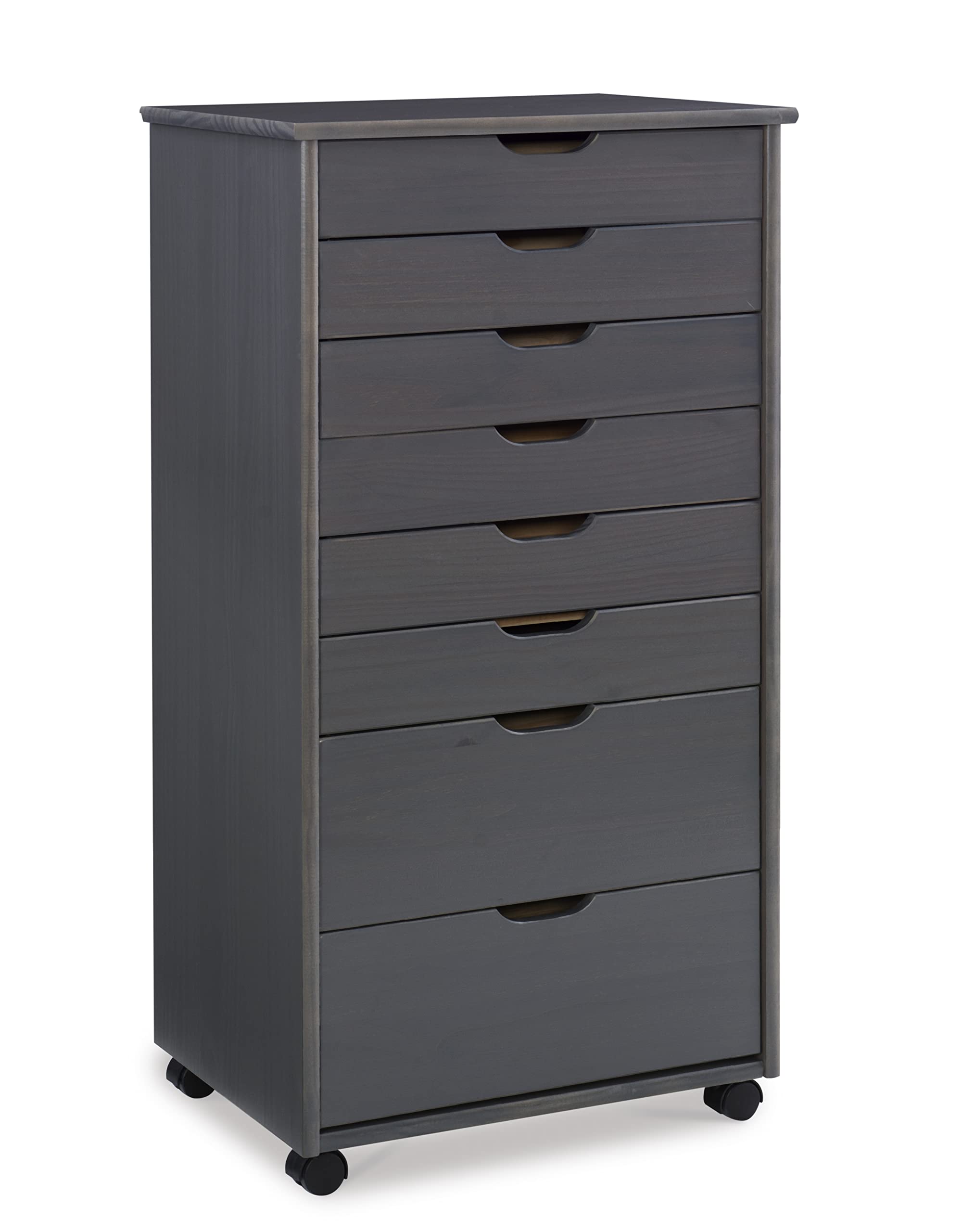 Linon Home Decor Products Corinne Eight Drawer Storage, black Rolling Cart