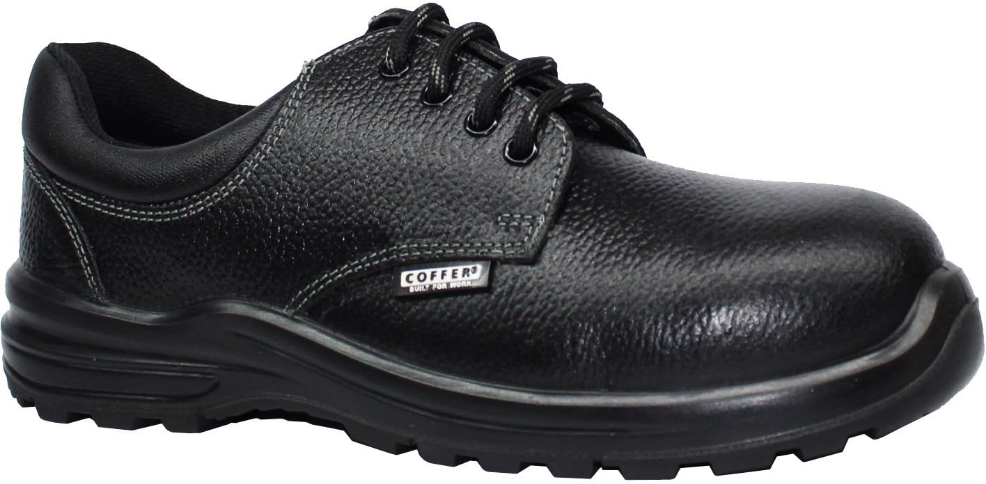 Coffer Safety 1012 Safety Shoe, Genuine Upper, Steel Toe & Acid Resistant, ISI Marked, Dual Density PU Sole. D-Rings for Lace-Ups. Size 12 in Black (B0D4YYHL8S) Amazon Price History, Amazon Price Tracker