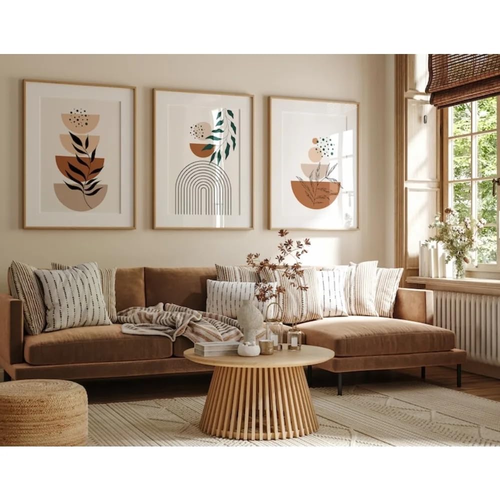 LTjiajuypd Bohemian Style Abstract Canvas Prints Painting,Mid-Century Modern Home DecorationPlant Line ArtGeometric Wall(60x80cm-3Pcs)