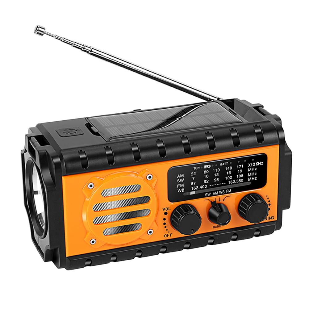 Mano di emergenza Radio a manovella con 20000mAh Solare e Modalità di Ricarica Multipli Radio per Esterni