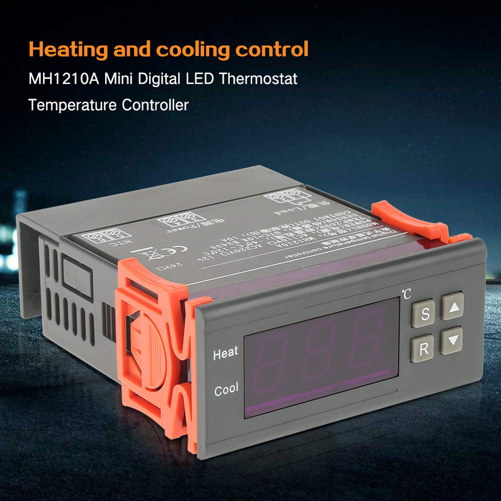 Hyuduo MH1210A Contrôleur de Température du Thermostat Numérique avec Sonde de Capteur 40-120 ℃ Fonction de Démarrage de Différence de Retour Réglable à Large Plage pour le Contrôle de (DC12V)
