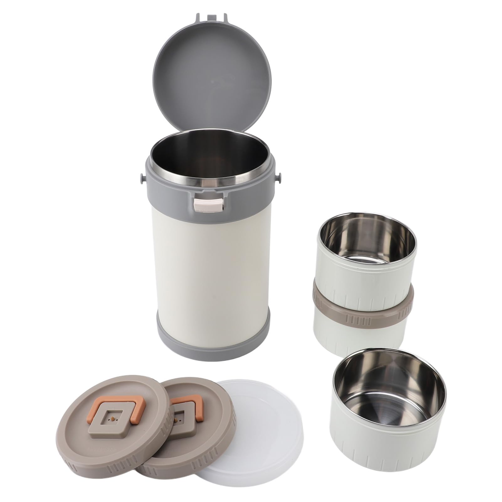 Tissting Termo para Comida 2.3L 3 Niveles, Acero Inoxidable 304 Apto para Microondas con Correa para Hombro, para Escuela Oficina (White)