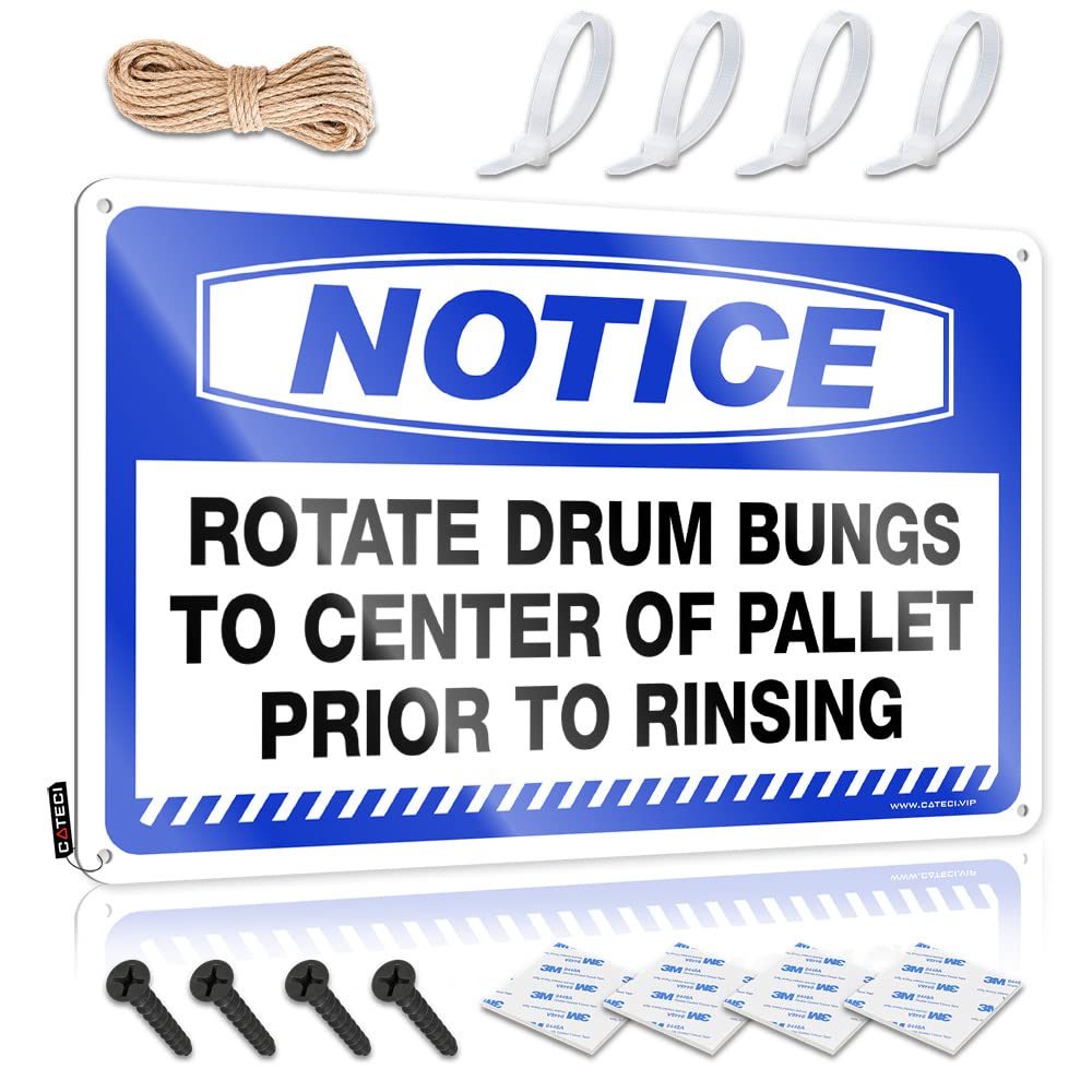 HELIOFORGE Pool Signs And Decor Outdoor Notice Rotate Drum Bungs To Center Of Pallet Prior To Rinsing Tin Sign Bar Metal Tin Sign Outdoor Bar Decor(30X40CM)