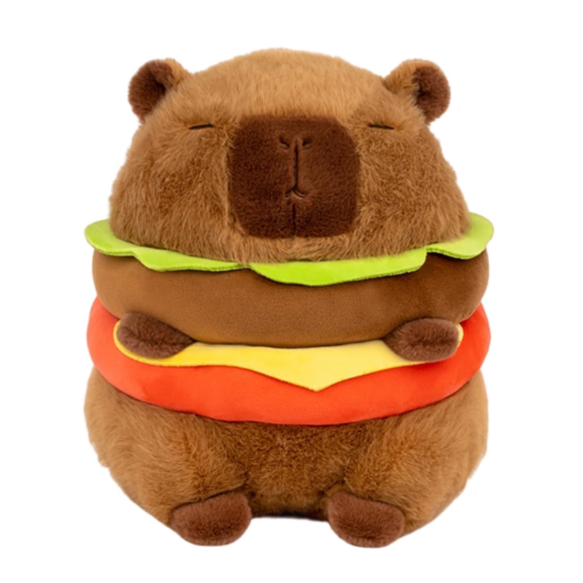 mofusand Hamburger Capybara Plush, Kawaii Hamburger Capybara Stuffed Aniamls Toys Soft Plushie Dolls Capybara Plush Pillow Birthday for Kids Boys Girls
