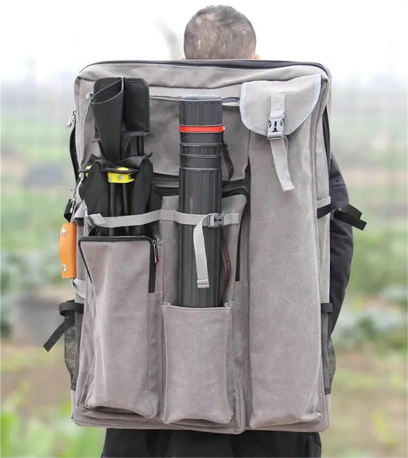 Kunst Mappe Tasche Großer Kunst-Portfolio-Rucksack, 50 x 70 cm, Zeichenbrett-Tasche, A2-Künstlertasche, verdickte Leinwand-Kunsttasche for Künstler Für Zeichenbretter(Grey)