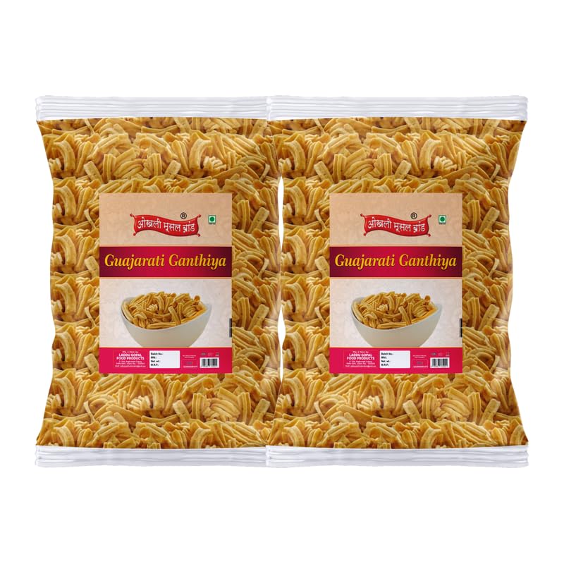 Image of OKHLI MUSAL BRAND Special Besan Ajwain Sticks | Virakshetra Gujarati Makhania Gathia | Made In Groundnut Oil Anytime Healthy Snack | No Added Artificial Flavouring | Party Snack-1Kg*2Pack