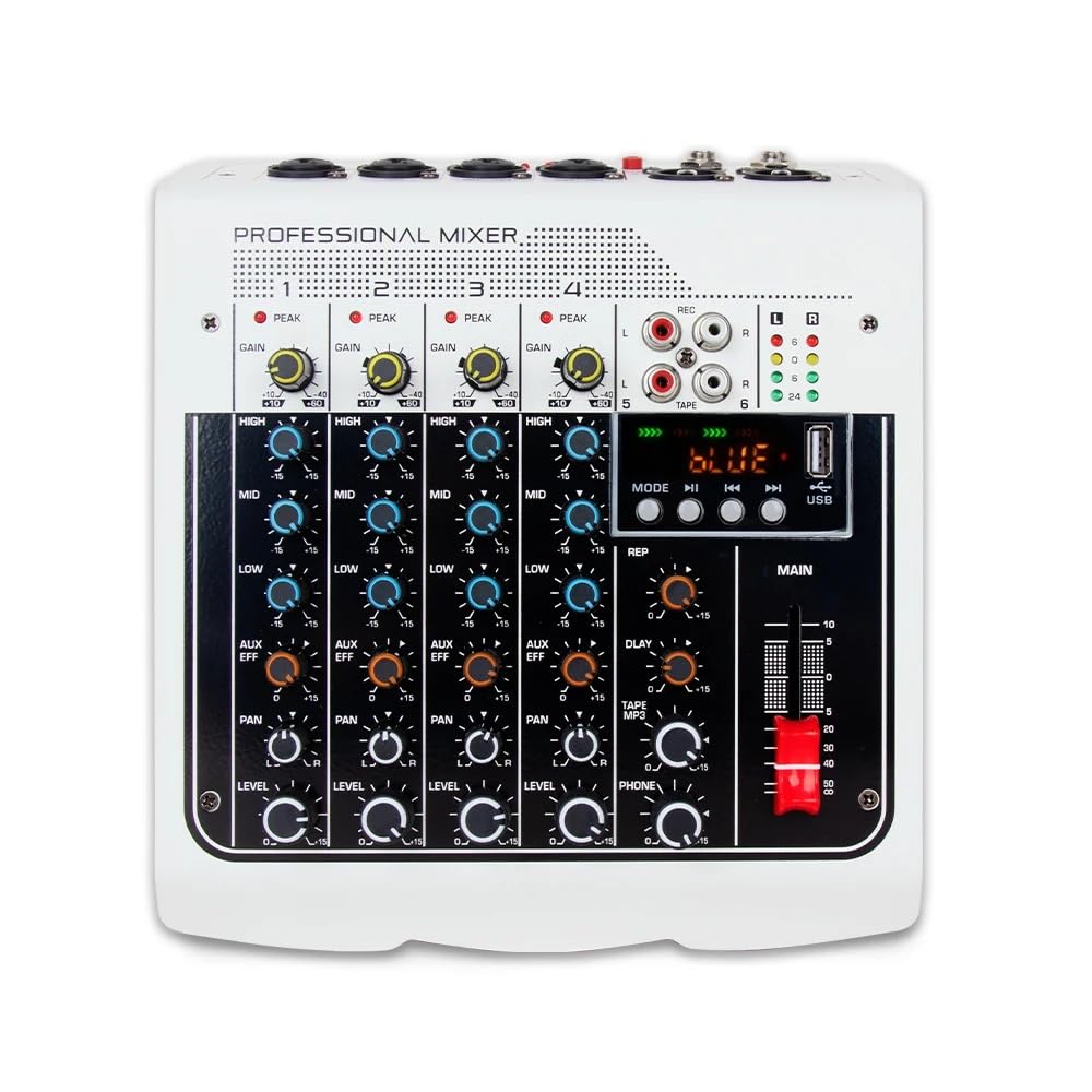 Mixer DJ, Mixer audio for controller DJ a 6 canali Scheda con effetto di ripetizione del ritardo computer registrazione USB