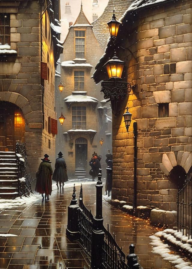 Old London Street in Storm grande toile pour habiller un mur