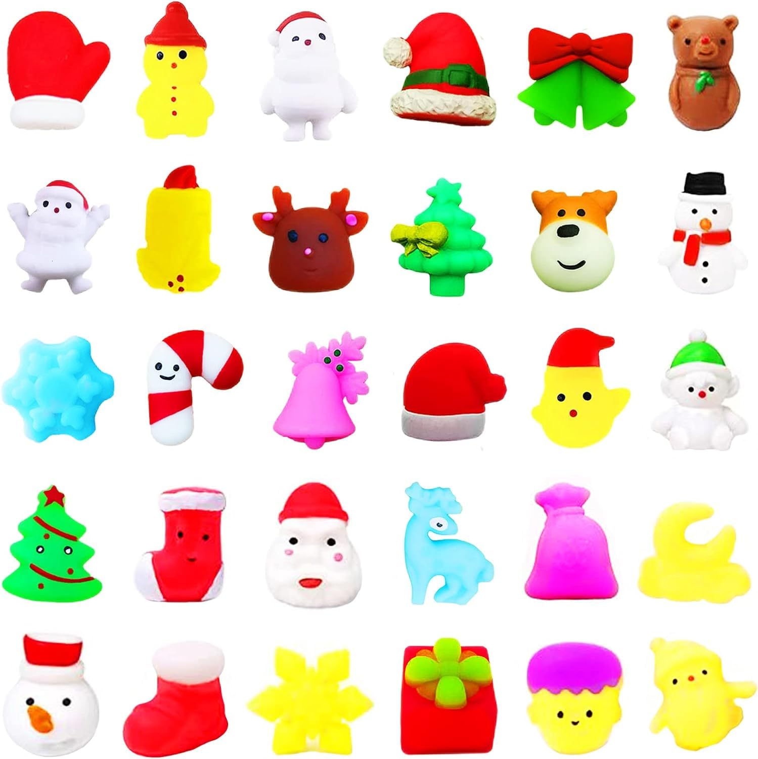 5 Pack Christmas Mochi Squishy Toys