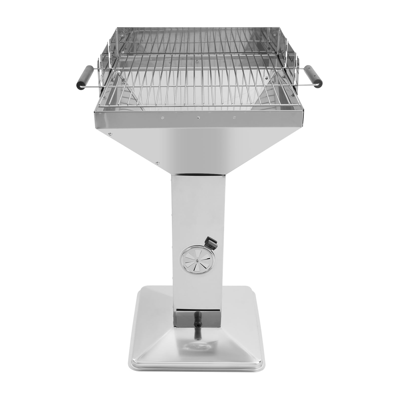 Barbecue a colonna a carbonella, in acciaio inox, 42 x 42 x 92 cm, regolazione in altezza a 3 livelli, per oltre 5 persone, per campeggio, spiaggia, giardino, feste