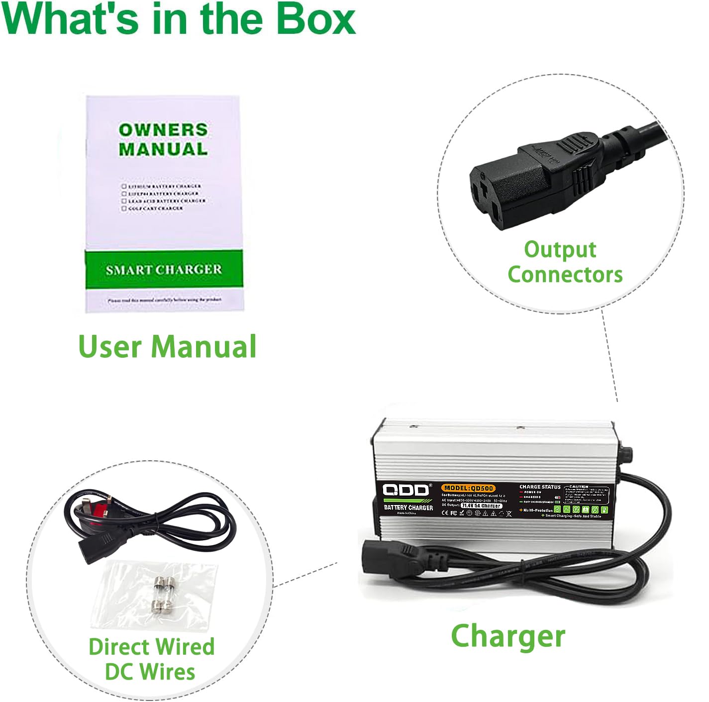 QDD Cargador de batería de iones de litio de 60 V, 71,4 V, 5 A, salida de carcasa de aluminio plateado, conector C13 N+L, utilizado para batería de litio de 17S 60 V