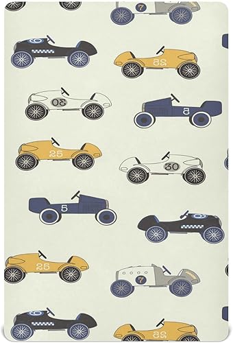Sábanas para cuna de bebé de Race Cars, sábanas suaves y transpirables para colchón de cuna, colchón de cuna, unisex, niña, recién nacido, 52 x 28 x
