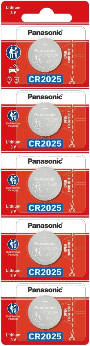 Panasonic CR-2025 Lithium Coin Battery 3v - Pack of 5 Provide Long Lasting Power in a Variety of Devices,from keyless-Entry fobs to Toys