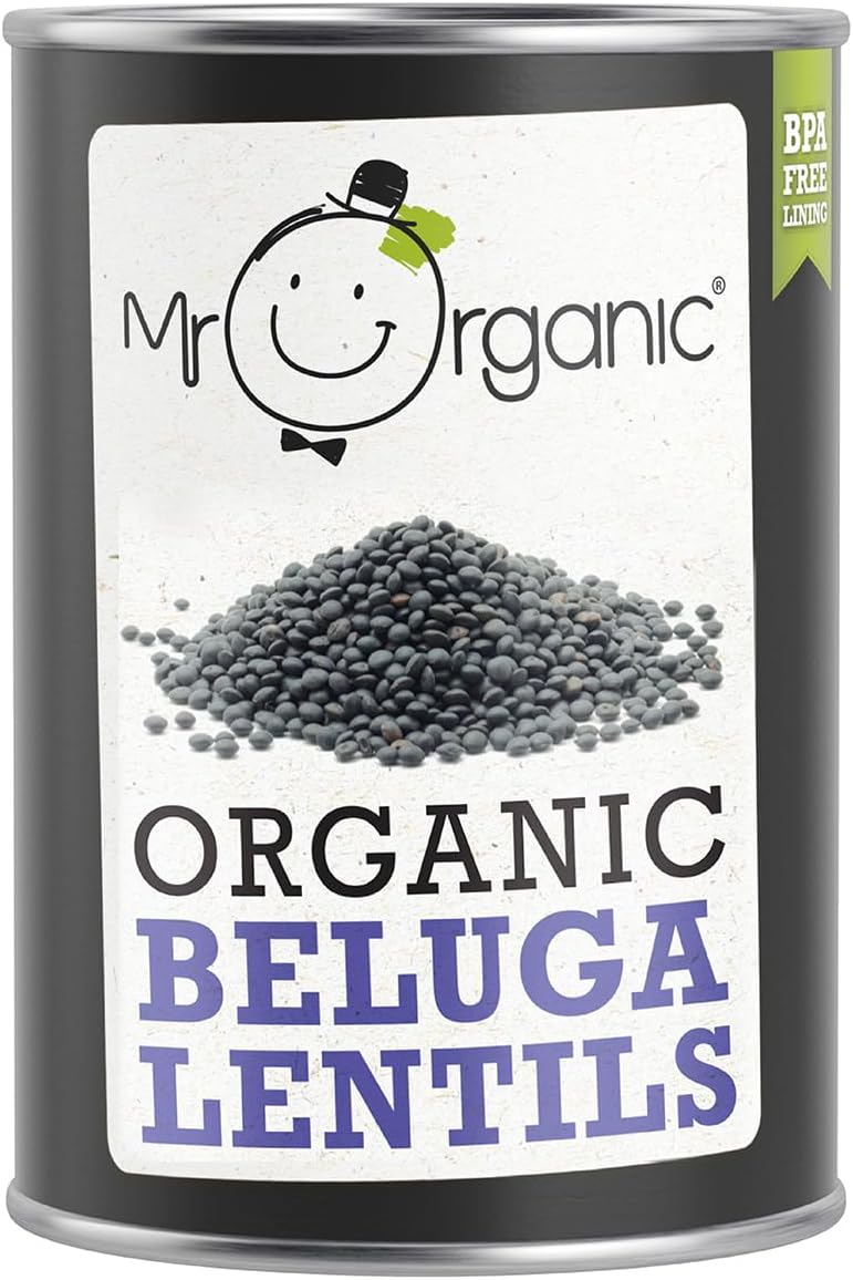 Mr Organic - Organic Beluga Lentils 400g - Non GMO & Preservative Free - Vegan - for Home Cooking