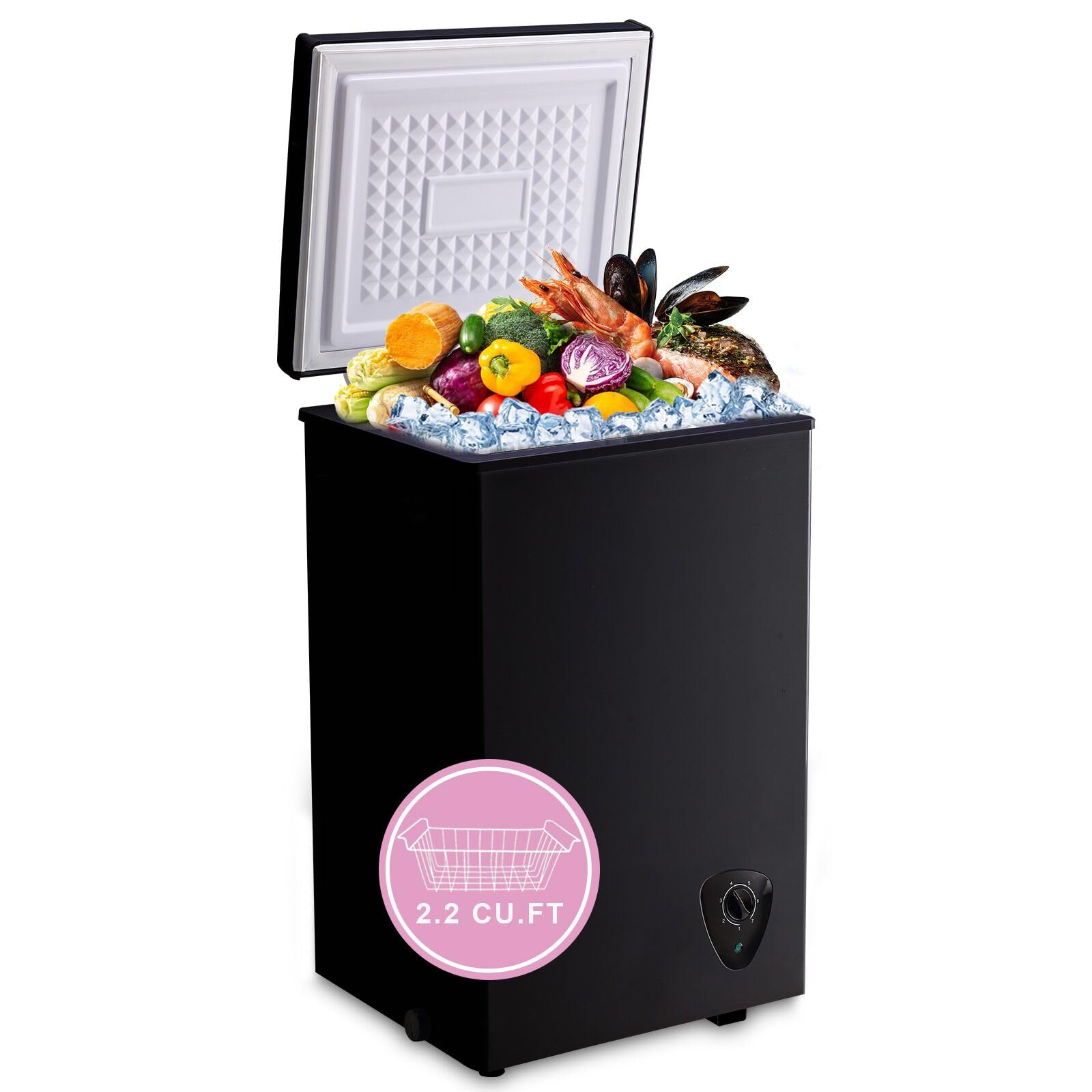 WANAI BCD51BLACK 2.2 cu ft Chest Freezer Black
