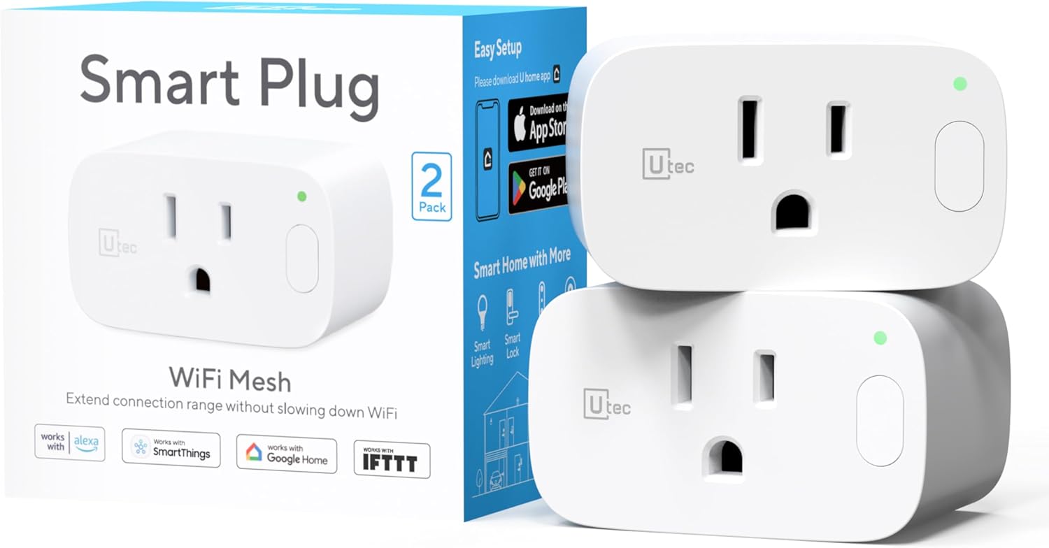 UTEC Smart Plug, Wi-Fi Mesh Outlet, 15A Ultra Efficient Smart Plug Compatible with Alexa, Google Home & IFTTT, No Hub Required, 2.4GHz Wi-Fi Only, Remote Control, ETL Certified UTEC Smart Plug, Wi-Fi Mesh Outlet, 15A Ultra Efficient Smart Plug Compatible with Alexa, Google Home & IFTTT, No Hub Required, 2.4GHz Wi-Fi Only, Remote Control, ETL Certified