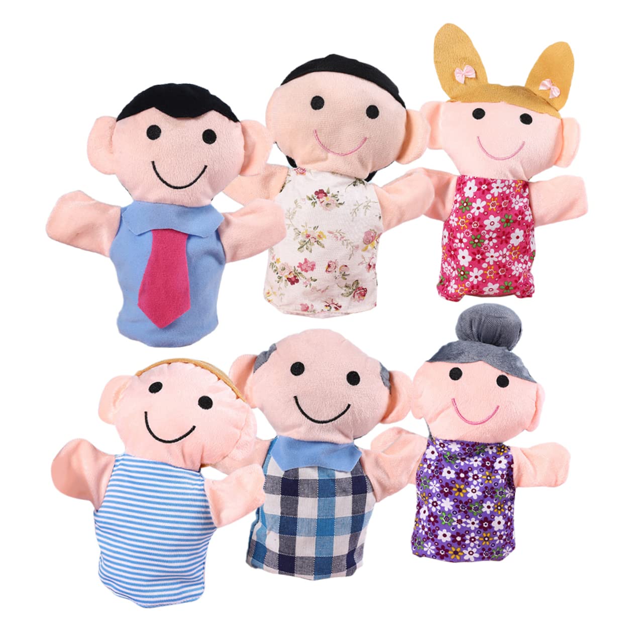 FRCOLOR 6pezzi Burattini per Ragazzo Ragazza Burattini Mano per Gioco di Ruolo di Design Creativo e Materiali Morbidi come Peluche e Cotone Pp Facile da Indossare e Portare Ovunque