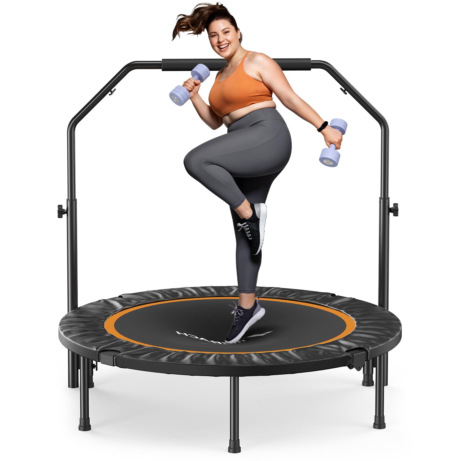 MERACH Trampolin Fitness Adultos - 102cm/122cm Camas Elasticas Plegables De Pulgadas con Carga Máxima De 330 LB, Cama Elastica Fitness Silencioso para Entrenamiento Físico Recycled Claim Standard 100