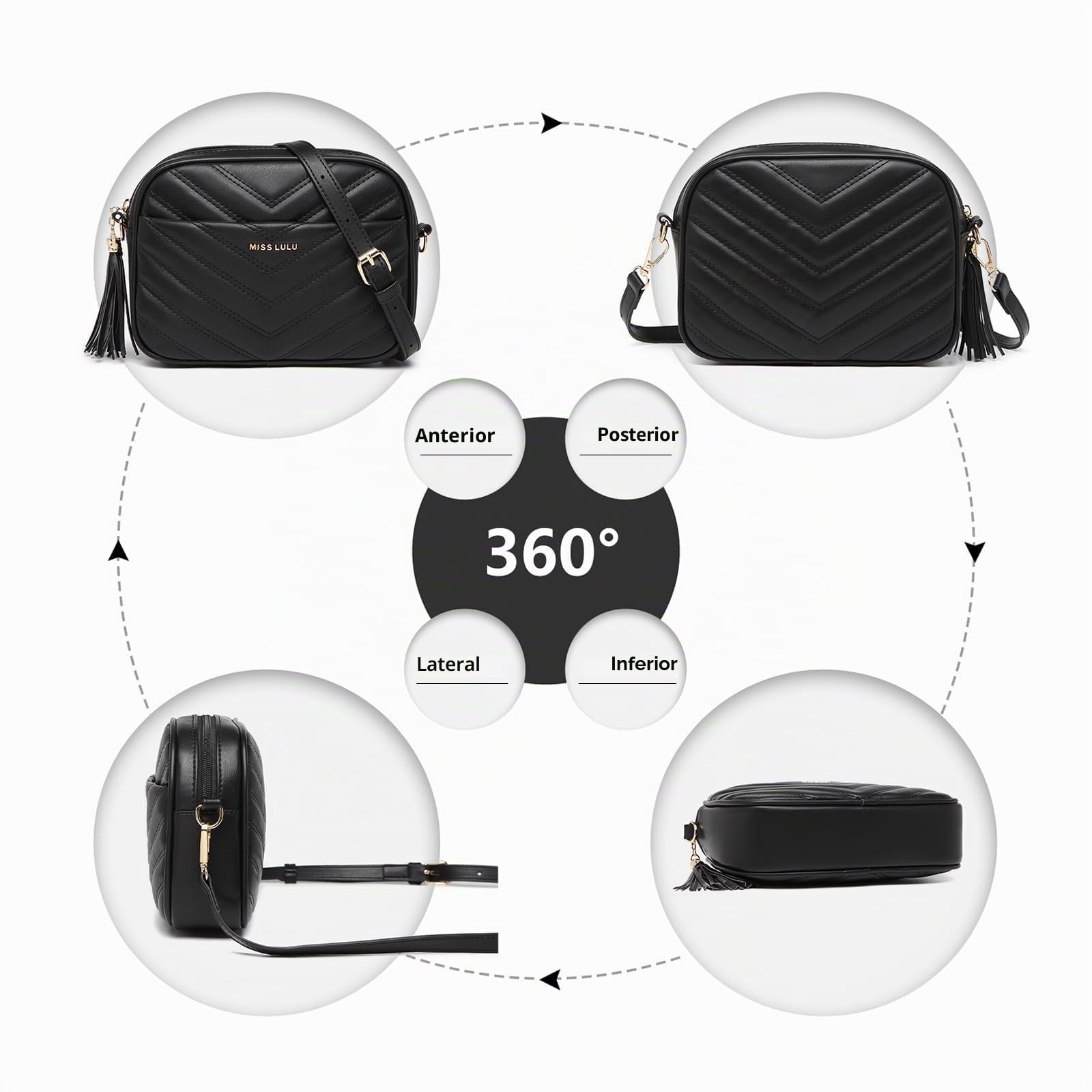 Miss Lulu Bolso bandolera mujer, bolsos mujer pequeño, bolso mujer de piel auténtica, bolso crossbody