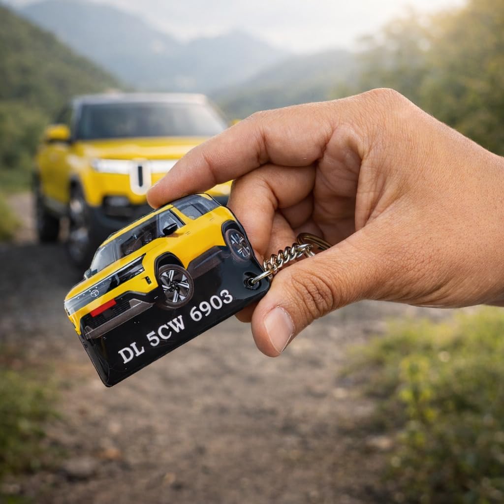 Custom Car Photo Resin Keychain with Number | Personalized Vehicle Image Keyring | Stylish Gift for Car Owners-image-0