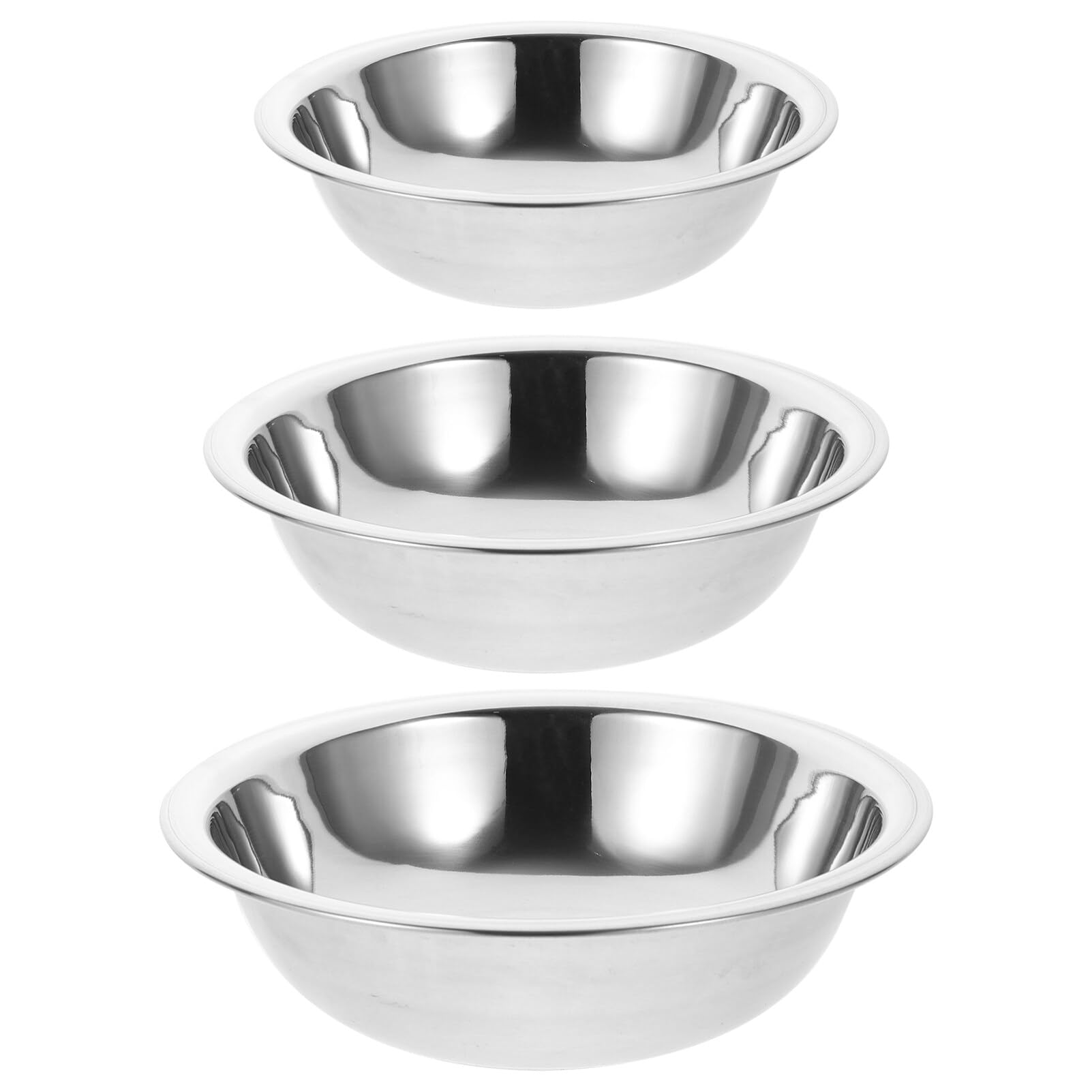 Yardwe 3 Pcs Stainless Steel Mixing Bowls Kitchen Metal Bowl Fruit Salad Bowl Meal Prep Bowl for Baking Cooking Serving Food