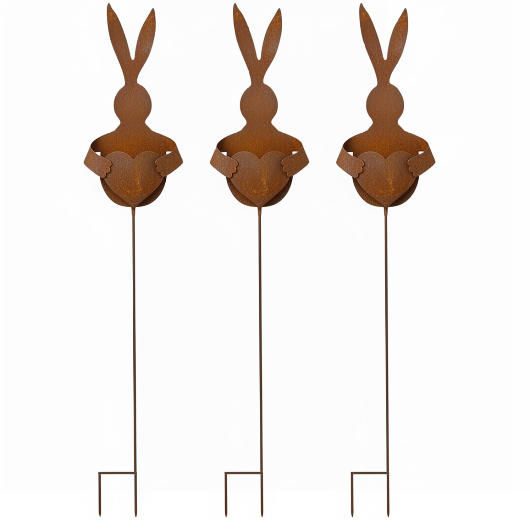 Syutokul Vintage Rustic Easter Bunny Yard Stakes Rabbit Silhouette Garden Decor with Planter for Flowers, Easter Garden Stakes for Outdoor Spring Decor.
