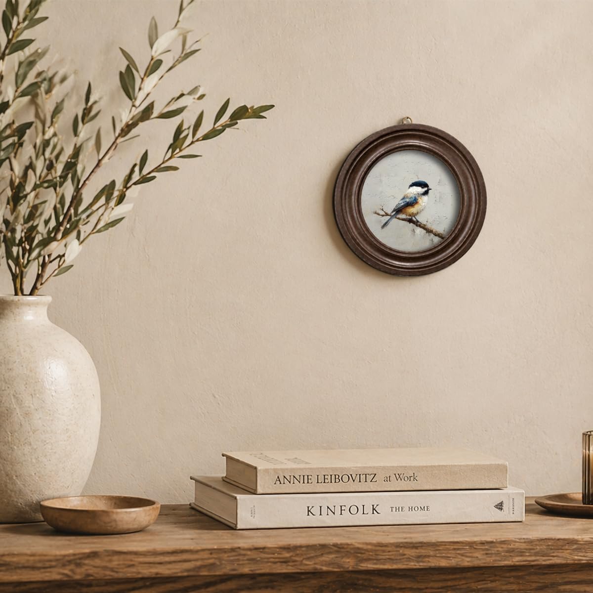 MOCHPEN Vintage Bird Round Wall Art Decor, Cute Nature Animal Painting, Cottagecore Decoration for Bedroom Living Room Gallery Wall, 5.7x5.7 Inch image 5