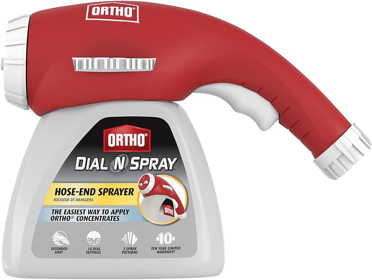 Ortho Dial N Spray Hose-End Sprayer - For Liquid Weed Killer, Insect Killer and Fungicide, Hose Fertilizer Sprayer with 14 Dilution Settings