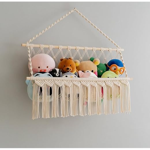 Decazone Macrame Toy Hammock Organizer