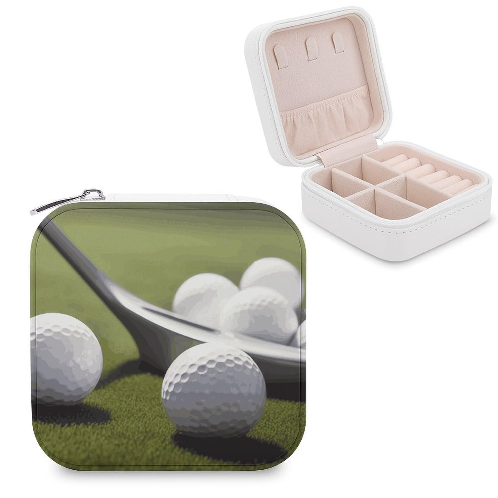 JTREHY Golf Jewelry Box Personalized PU Jewelry Box Exquisite Jewelrys Organizer Case Small Portable Jewellery Storage Holder for Rings Earrings Necklaces Gifts