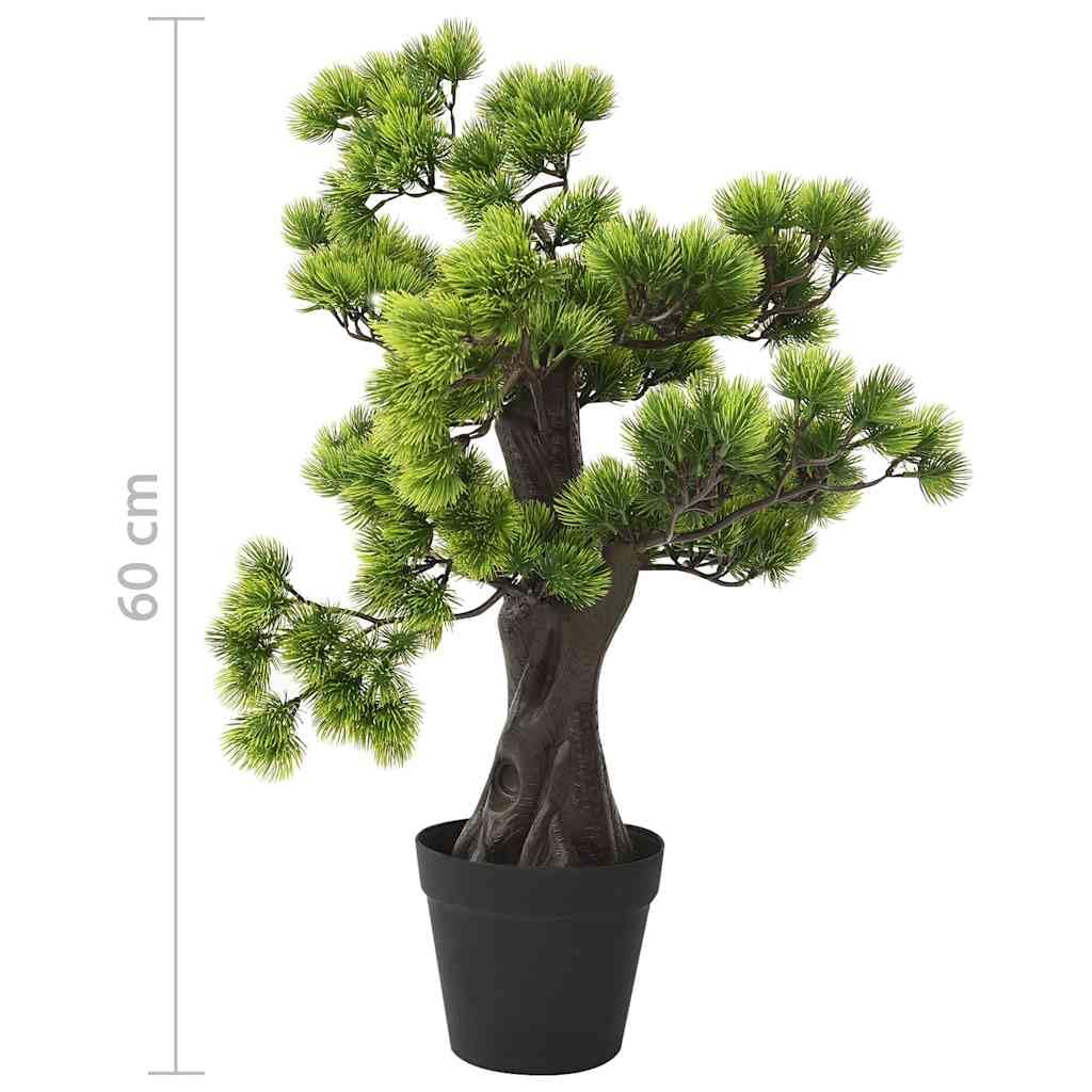 Künstlicher Bonsai Pinus mit Topf 60 cm grün Kunststoff naturgetreu für Wohnzimmer Büro Schlafzimmer Dekoration Pflegeleichte Indoor Outdoor Pflanzen