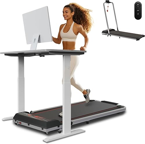 Miniatura 10 de RIVANO Caminadora portátil para usar debajo del escritorio 2025, para uso en la oficina en casa, almohadilla plegable 2 en 1 con inclinación, amplia