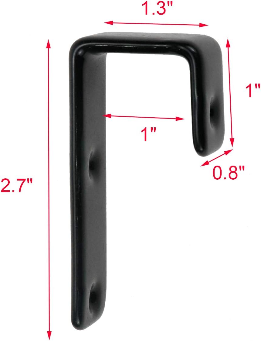 Geesatis 2 Pcs Bed Ladder Hooks Utility Hooks Hanger J Hooks Heavy Duty Metal PVC Coated for Bed Decoration Hook Tool, with Mounting Screws, Black, Length 25 mm