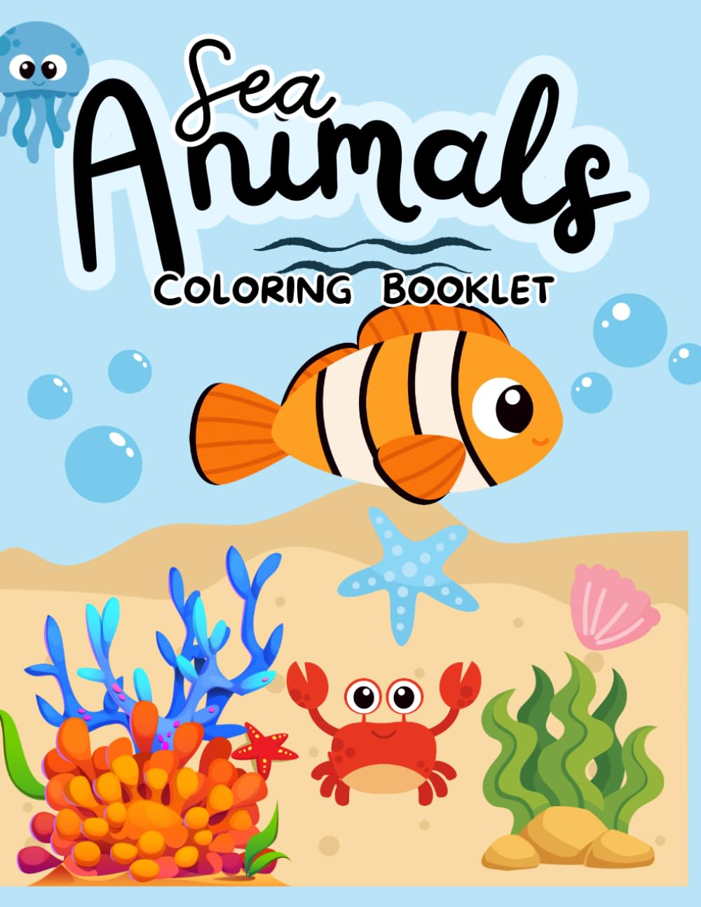 Sea animals colouring book