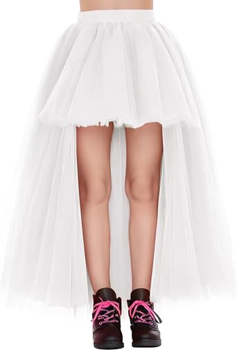 Noomlfish Girls High Low Long Tutu Skirts Kids Tulle Party Maxi Skirt 4-12 Years