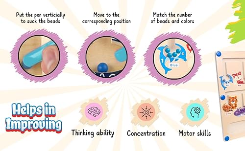 Magnetic Color & Number Maze – Montessori Wooden Puzzle Board for Kids Ages 3-5 | Fun Counting & Matching Game | Fine Motor Skills & Color Recognition Toy with Train Theme - Image 7