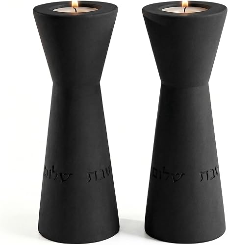 Aura - Juego de portavelas de lujo, decoración moderna para sala de estar y mesa de comedor, color negro